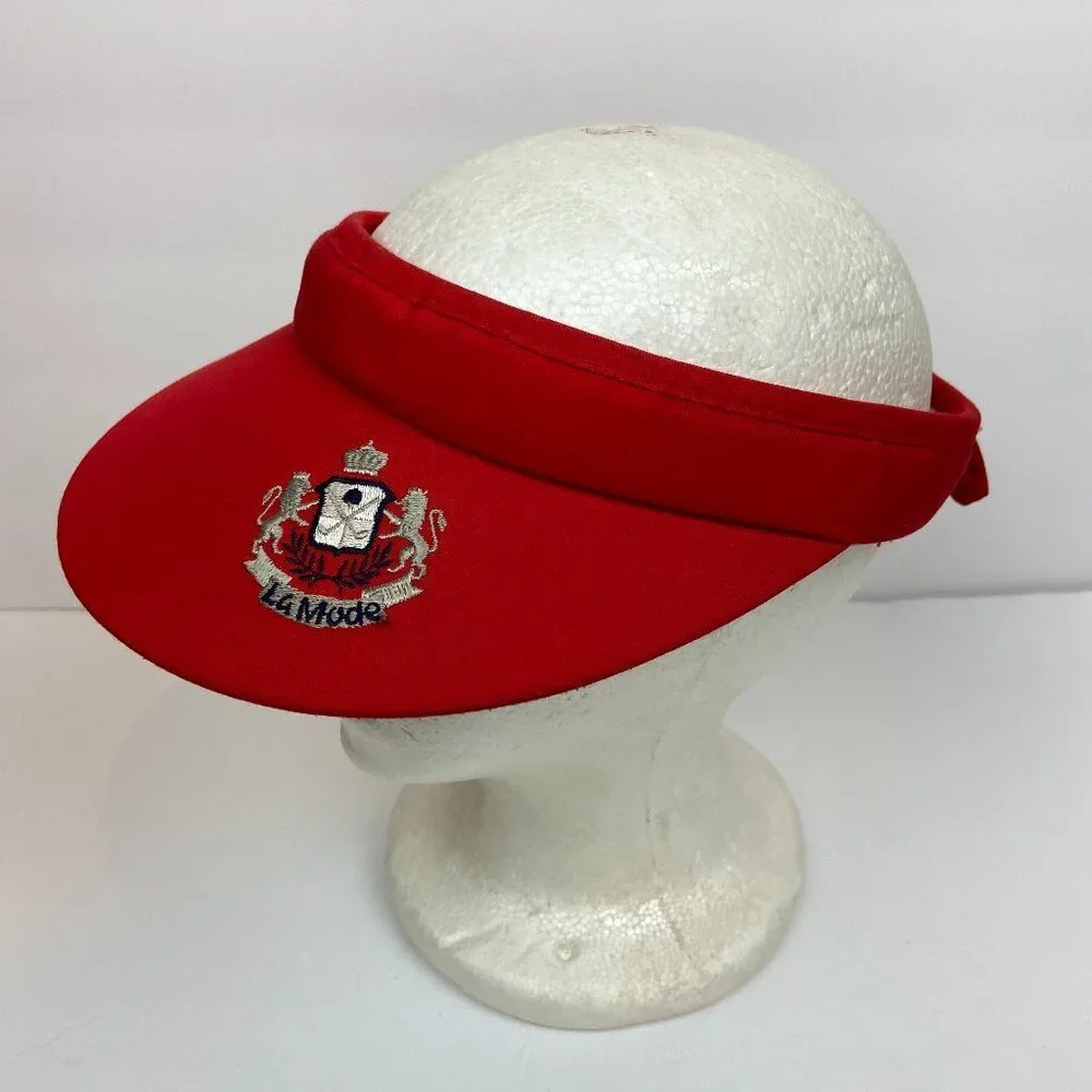 La Mode Visor Hat Sun Cap Red Embroidered lions